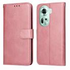 For OPPO Reno11 5G Global Classic Calf Texture Flip Leather Phone Case(Rose Gold) - 1