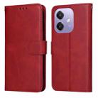 For OPPO A3x 4G / A3x 5G India Classic Calf Texture Flip Leather Phone Case(Red) - 1