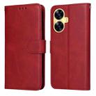 For Realme C55 Classic Calf Texture Flip Leather Phone Case(Red) - 1