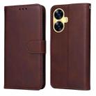 For Realme C55 Classic Calf Texture Flip Leather Phone Case(Brown) - 1