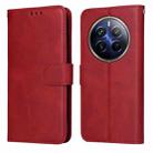 For Realme 12 Pro+ Classic Calf Texture Flip Leather Phone Case(Red) - 1