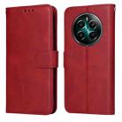 For Realme 12+ Classic Calf Texture Flip Leather Phone Case(Red) - 1