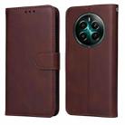 For Realme 12+ Classic Calf Texture Flip Leather Phone Case(Brown) - 1