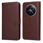 For Realme 12 Classic Calf Texture Flip Leather Phone Case(Brown) - 1