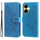 For Realme C55 7-petal Flowers Embossing Leather Phone Case(Blue) - 1