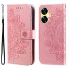 For Realme C55 7-petal Flowers Embossing Leather Phone Case(Rose Gold) - 1