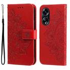 For OPPO A1 5G 7-petal Flowers Embossing Leather Phone Case(Red) - 1