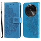 For OPPO Find X6 7-petal Flowers Embossing Leather Phone Case(Blue) - 1