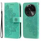 For OPPO Find X6 7-petal Flowers Embossing Leather Phone Case(Green) - 1