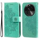 For OPPO Find X6 Pro 7-petal Flowers Embossing Leather Phone Case(Green) - 1