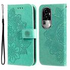 For OPPO Reno10 7-petal Flowers Embossing Leather Phone Case(Green) - 1