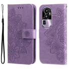 For OPPO Reno10 Pro+ 7-petal Flowers Embossing Leather Phone Case(Light Purple) - 1