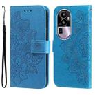 For OPPO Reno10 Pro+ 7-petal Flowers Embossing Leather Phone Case(Blue) - 1