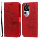 For OPPO Reno10 Pro+ 7-petal Flowers Embossing Leather Phone Case(Red) - 1