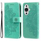 For Huawei nova 11 7-petal Flowers Embossing Leather Phone Case(Green) - 1