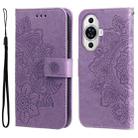 For Huawei nova 11 Pro Seven-petal Flowers Embossing Leather Phone Case(Light Purple) - 1