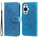 For Huawei nova 11 Pro 7-petal Flowers Embossing Leather Phone Case(Blue) - 1