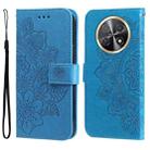 For Huawei Enjoy 60X 7-petal Flowers Embossing Leather Phone Case(Blue) - 1