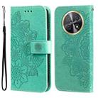 For Huawei Enjoy 60X 7-petal Flowers Embossing Leather Phone Case(Green) - 1