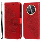 For Huawei Enjoy 60X 7-petal Flowers Embossing Leather Phone Case(Red) - 1