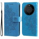 For Huawei Mate 60 Pro 7-petal Flowers Embossing Leather Phone Case(Blue) - 1