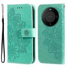 For Huawei Mate 60 Pro 7-petal Flowers Embossing Leather Phone Case(Green) - 1