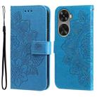 For Huawei nova 11 SE Seven-petal Flowers Embossing Leather Phone Case(Blue) - 1