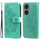 For Huawei nova 11 SE Seven-petal Flowers Embossing Leather Phone Case(Green) - 1