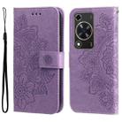 For Huawei Enjoy 70 7-petal Flowers Embossing Leather Phone Case(Light Purple) - 1