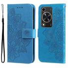 For Huawei Enjoy 70 7-petal Flowers Embossing Leather Phone Case(Blue) - 1