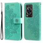 For Huawei Enjoy 70 7-petal Flowers Embossing Leather Phone Case(Green) - 1