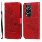 For Huawei Enjoy 70 7-petal Flowers Embossing Leather Phone Case(Red) - 1