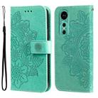 For Huawei nova 12 7-petal Flowers Embossing Leather Phone Case(Green) - 1