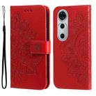 For Huawei nova 12 Pro 7-petal Flowers Embossing Leather Phone Case(Red) - 1