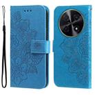 For Huawei Enjoy 70 Pro Seven-petal Flowers Embossing Leather Phone Case(Blue) - 1