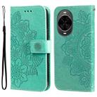 For Huawei nova 14 Seven-petal Flowers Embossing Leather Phone Case(Green) - 1