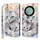 For Honor Magic5 Lite 3D Painted Pattern Leather Phone Case(Two Loving Cats) - 1