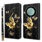 For Honor Magic5 Lite 3D Painted Pattern Leather Phone Case(Golden Butterfly) - 1