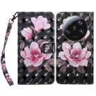 For Xiaomi 13 Ultra 3D Painted Pattern Leather Phone Case(Pink Flower) - 1