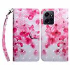 For Xiaomi Redmi Note  12 Pro+ 5G Global 3D Painted Pattern Leather Phone Case(Red Flower) - 1