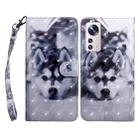 For Xiaomi 12 3D Painted Pattern Leather Phone Case(Husky) - 1