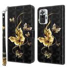For Xiaomi Redmi Note 10 Pro 3D Painted Pattern Leather Phone Case(Golden Butterfly) - 1