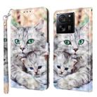 For Xiaomi 13T Pro 3D Painted Pattern Leather Phone Case(Two Loving Cats) - 1