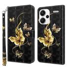 For Xiaomi Redmi Note 13 Pro+ 3D Painted Pattern Leather Phone Case(Golden Butterfly) - 1