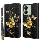 For Xiaomi Redmi 13C 3D Painted Pattern Leather Phone Case(Golden Butterfly) - 1