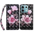 For Xiaomi Redmi Note 13 5G 3D Painted Pattern Leather Phone Case(Pink Flower) - 1