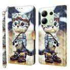 For Xiaomi Redmi Note 13 4G 3D Painted Pattern Leather Phone Case(Naughty Cat) - 1