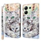 For Xiaomi Redmi Note 13 4G 3D Painted Pattern Leather Phone Case(Two Loving Cats) - 1