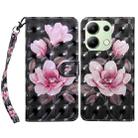 For Xiaomi Redmi Note 13 4G 3D Painted Pattern Leather Phone Case(Pink Flower) - 1