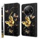 For Xiaomi Redmi A3 3D Painted Pattern Leather Phone Case(Golden Butterfly) - 1